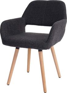 Krzesło do jadalni HWC-A50 II, krzesło kuchenne, design retro 50s ~ tkanina, ciemnoszary, jasne nogi