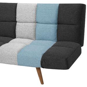 Sofa trzyosobowa z funkcją spania regulowane podłokietniki szaroniebieska Ingaro Beliani