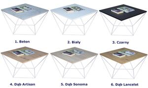 Druciany stolik kawowy beton + biały - Galapi 3X