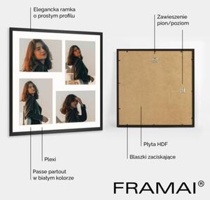 Ramka na zdjęcia 4x 13x18 cm czarna galeria zdjęć multirama collage 40x40 cm FRAMAI®
