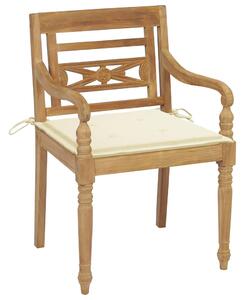Krzesła Batavia z kremowymi poduszkami, 2 szt., drewno tekowe