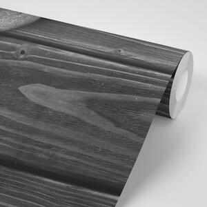 Fototapeta czarno-białe kamienie na drewnie