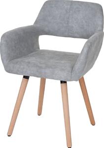 Krzesło do jadalni HWC-A50 II, krzesło kuchenne, design retro 50s ~ tekstylia, beton vintage szary, jasne nogi