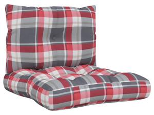 Poduszki na sofę z palet, 2 szt., czerwona krata, tkanina