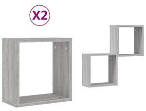 Półki ścienne 2 szt. szary sonoma 30x15x30 cm