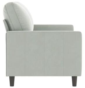 Sofa 2-osobowa, jasnoszara, 120 cm, tapicerowana aksamitem
