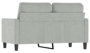 Sofa 2-osobowa, jasnoszara, 120 cm, tapicerowana aksamitem