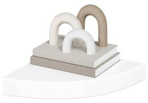 Półki narożne pływające 2 szt., białe, połysk, 25x25x3,8 cm, mdf