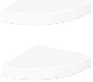 Półki narożne pływające 2 szt., białe, połysk, 25x25x3,8 cm, mdf