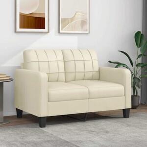 Sofa, 2-osobowa kremowy, 120 cm, sztuczna skÃ³ra