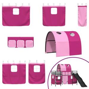 Łóżko piętrowe dla dzieci czarny i różowy 100 x 190 cm metal