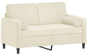 Sofa 2-osobowa z poduszkami, kremowa, 120 cm, aksamit
