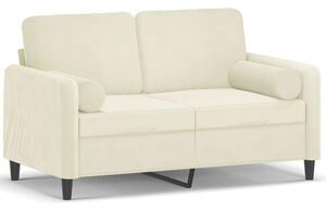 Sofa 2-osobowa z poduszkami, kremowa, 120 cm, aksamit