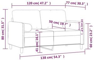 Sofa 2-osobowa z poduszkami, kremowa, 120 cm, aksamit