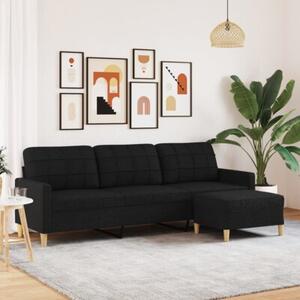 Sofa 3-osobowa z podnÃ³Å¼kiem, czarna, 210 cm, tkaninÄ