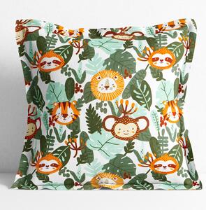 Goldea poszewka na poduszkę z ozdobną kantą bawełniana dla dzieci - zwierzęta w dżungli 45 x 45 cm