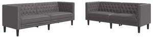 Zestaw 2-cz. wypoczynkowy chesterfield, szary, sztuczna skÃ³ra