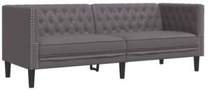 Zestaw 2-cz. wypoczynkowy chesterfield, szary, sztuczna skÃ³ra