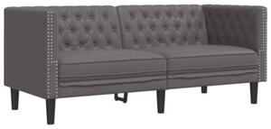 Zestaw 2-cz. wypoczynkowy chesterfield, szary, sztuczna skÃ³ra