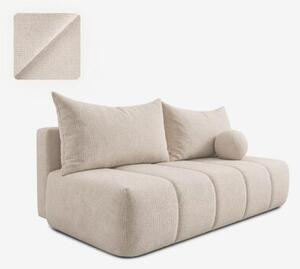 Sofa Rozkładana Kanapa z Funkcją Spania Dwuosobowa Do Salonu Kremowa SARIA