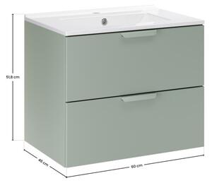 Zestaw mebli łazienkowych 60cm z umywalką Lava Aster Green