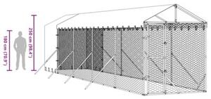 Kojec dla psa, z dachem, srebrny, 2x10x2,5m, stal galwanizowana
