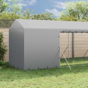 Kojec dla psa, z dachem, srebrny, 2x10x2,5m, stal galwanizowana