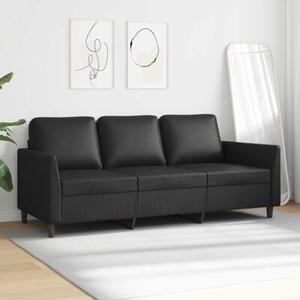 Sofa, 3-osobowa czarna, 180 cm, obita sztucznÄ skÃ³rÄ