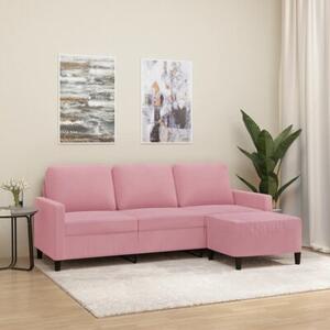 Sofa 3-osobowa z podnÃ³Å¼kiem, rÃ³Å¼owa, 180 cm, aksamitem