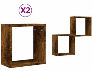 Półki ścienne cube 2 szt. dąb wędzony 30x15x30 cm