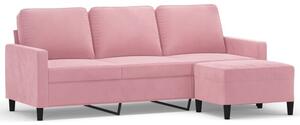 Sofa 3-osobowa z podnÃ³Å¼kiem, rÃ³Å¼owa, 180 cm, aksamitem