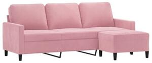 Sofa 3-osobowa z podnÃ³Å¼kiem, rÃ³Å¼owa, 180 cm, aksamitem