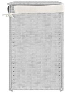 Kosz na pranie z 2 komorami, biały, 53x35x57 cm, polirattan