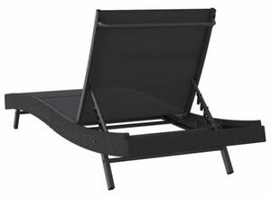 Leżak czarny 197 x 70 x 82 cm polirattan