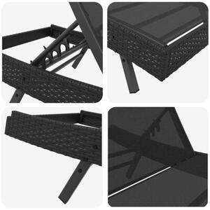 Leżak czarny 197 x 70 x 82 cm polirattan