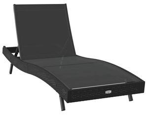 Leżak czarny 197 x 70 x 82 cm polirattan