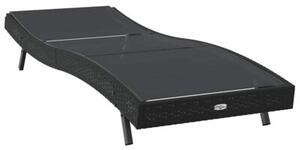 Leżak czarny 197 x 70 x 82 cm polirattan