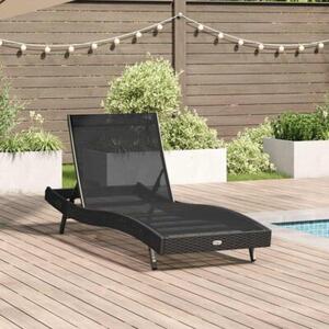 Leżak czarny 197 x 70 x 82 cm polirattan