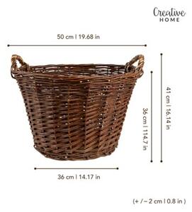 Kosz na pranie wiklinowy | CREATIVE HOME | Okrągły duży uniwersalny 50 cm | Ciemny brązowy