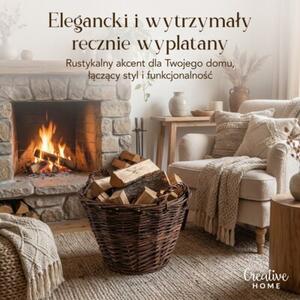Kosz na pranie wiklinowy | CREATIVE HOME | Okrągły duży uniwersalny 50 cm | Ciemny brązowy
