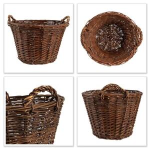 Kosz na pranie wiklinowy | CREATIVE HOME | Okrągły duży uniwersalny 50 cm | Ciemny brązowy