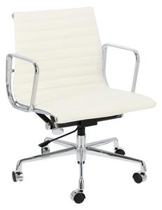 Fotel biurowy CH1171 PREMIUM inspirowany EA117 skóra biała, chrom