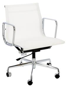Fotel biurowy CH1171 PREMIUM inspirowany EA117 siateczka biała, chrom