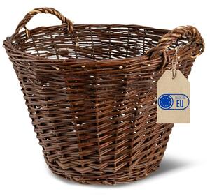 Kosz na pranie wiklinowy | CREATIVE HOME | Okrągły duży uniwersalny 50 cm | Ciemny brązowy