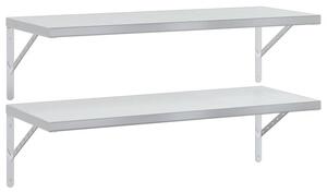 Półki ścienne, 2 szt., 100x40 cm, srebrna stal nierdzewna