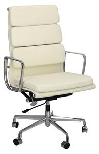 Fotel biurowy CH2191 PREMIUM inspirowany EA219 skóra, chrom biały
