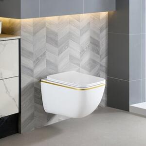 Miska WC HYDROSAN YUZU-WH-GL-TR-03 Prostokątny Biały / Złoty pasek