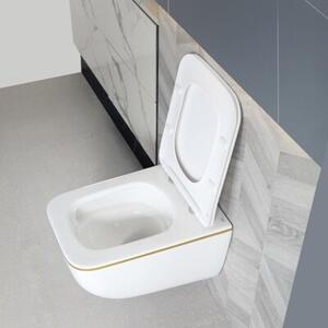 Miska WC HYDROSAN YUZU-WH-GL-TR-03 Prostokątny Biały / Złoty pasek