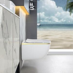 Miska WC HYDROSAN YUZU-WH-GL-TR-03 Prostokątny Biały / Złoty pasek