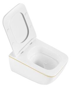 Miska WC HYDROSAN YUZU-WH-GL-TR-03 Prostokątny Biały / Złoty pasek